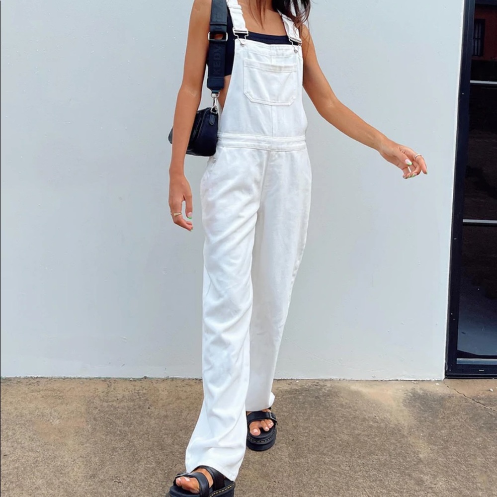 Organic Cotton Blend Aura Overalls White